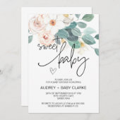 Sweet Baby shower Party Schattigee Blush Bloemen Kaart (Voorkant / Achterkant)