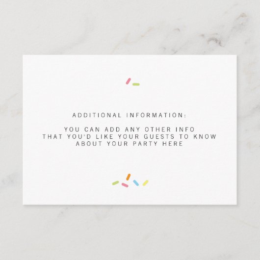 Sweet Baby Sprinkle Insert Informatiekaartje (Voorkant)