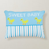 Sweet Baby Yellow Ducks Blue White Stripes Accent Kussen (Voorkant)