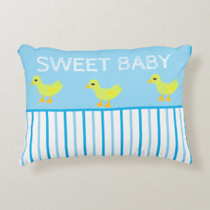 Sweet Baby Yellow Ducks Blue White Stripes Accent Kussen