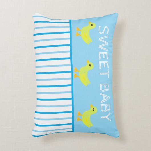Sweet Baby Yellow Ducks Blue White Stripes Accent Kussen (Voorkant(Verticaal))