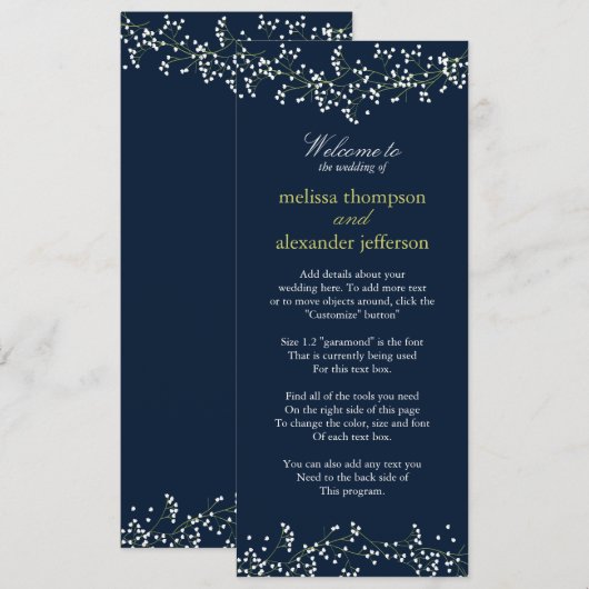 Sweet Baby's Breath bruiloft programma (Voorkant / Achterkant)