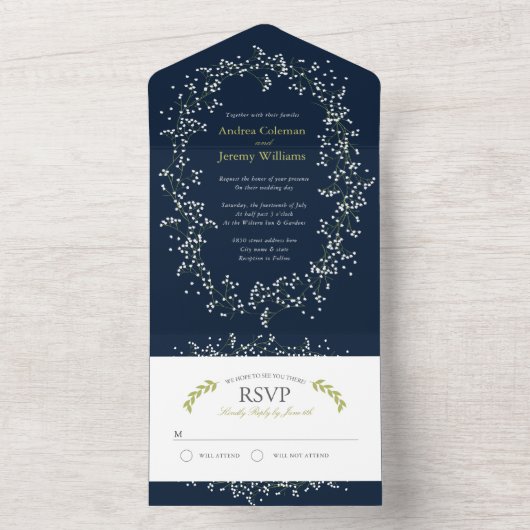 Sweet Baby's Breath Wedding Invitation (À l'intérieur)