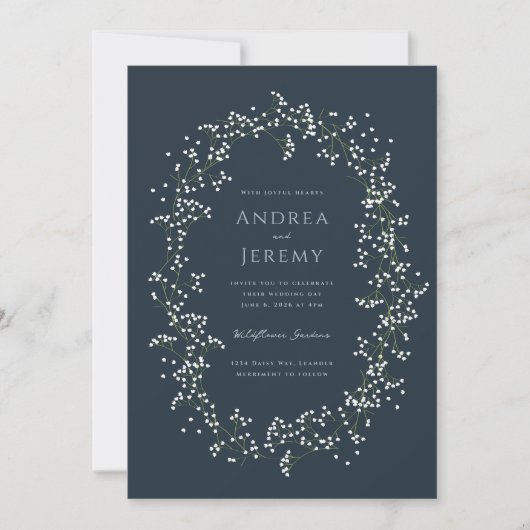 Sweet Baby's Breath Wedding Invitation (Devant)