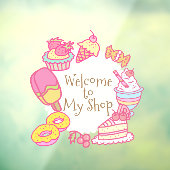 Sweet Bakkerij en Drinken Raamsticker (Vel 3)