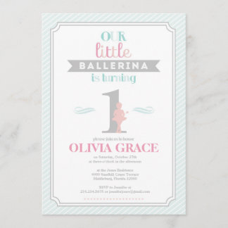 Sweet Ballerina Birthday Party Invitation Kaart