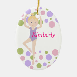 Sweet Ballerina Paars en Roze Keramisch Ornament