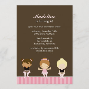 Sweet Ballet Dancers Girls Birthday Party Kaart