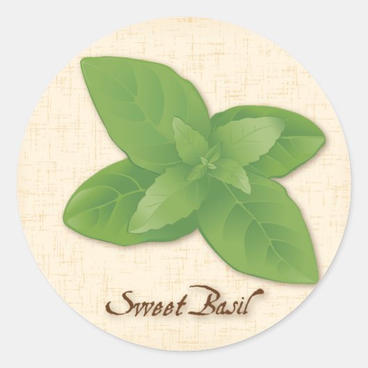 Sweet Basil Herb Ronde Sticker (Voorkant)