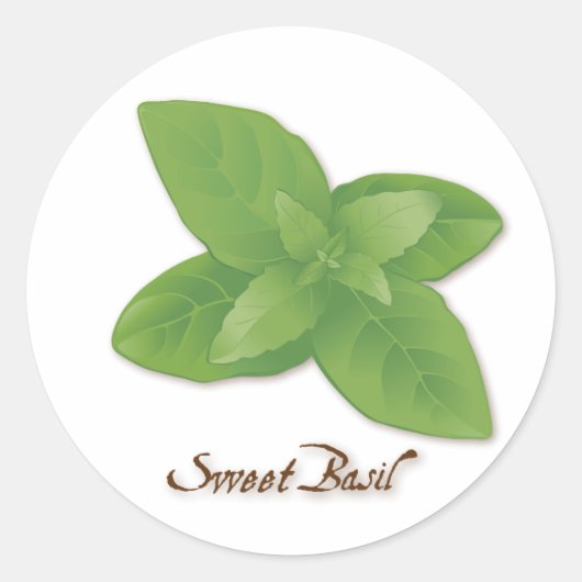 Sweet Basil Herb Round Sticker (Voorkant)