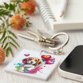 Sweet Beagle Pup Valentijn Sleutelhanger (Voorkant Rechts)