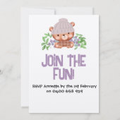 Sweet Beanie Bear Invitation Anniversaire pour enf (Dos)