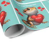 Sweet Bearded Dragon Groene Valentijn Cadeaupapier (Rol Hoek)