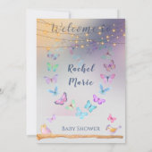 Sweet Beautiful Butterfly Heart Baby shower Kaart (Achterkant)