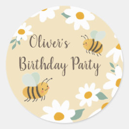Sweet Bee Birthday Ronde Sticker