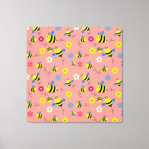 Sweet Bee Blossom Garden Canvas Afdruk