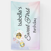 Sweet Bee First Birthday Personalized  Spandoek (Verticaal)