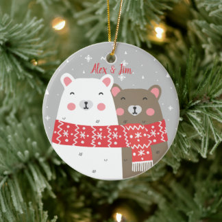 Sweet Beer Name Winter First Kersthuwelijk Keramisch Ornament