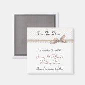 Sweet Beige Bow Save the Date Magnet Magneet (Voorkant / Achterkant)