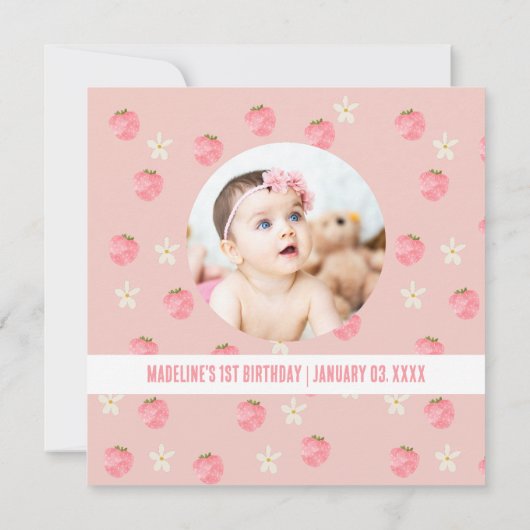 Sweet Berry First Birthday Bedankkaart (Achterkant)