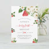Sweet Berry First Strawberry Birthday Kaart (Staand voorkant)