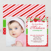 Sweet Berry fraise Anniversaire Photo Invitation (Devant / Derrière)