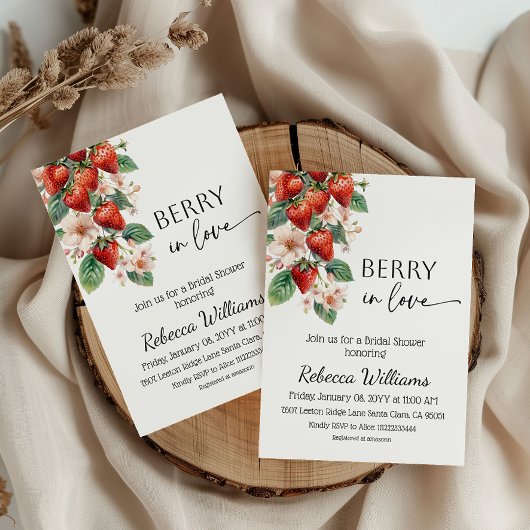 Sweet Berry in Love Strawberry Bridal Shower Kaart