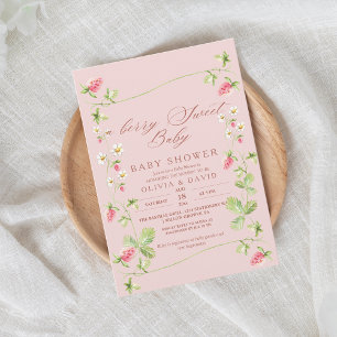 Sweet Berry Strawberry Elegant Baby shower Kaart