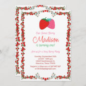 Sweet Berry Strawberry Invitation d'anniversaire (Devant / Derrière)