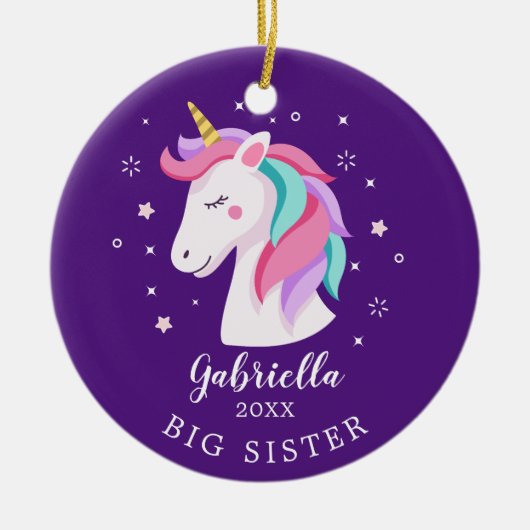 Sweet Big Sister Unicorn Christmas Ornament (Voorkant)
