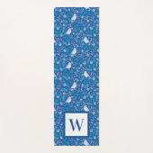 Sweet Bird Blue Botanical Pattern Monogram Yogamat (Voorkant)
