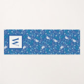 Sweet Bird Blue Botanical Pattern Monogram Yogamat (Voorkant (horizontaal))