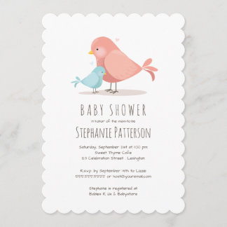 Sweet Birdie Baby Boy Shower Invitation