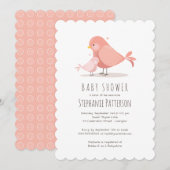 Sweet Birdie Baby shower Invitation Kaart (Voorkant / Achterkant)