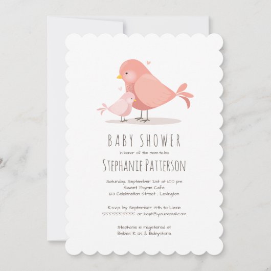 Sweet Birdie Baby shower Invitation Kaart (Voorkant)