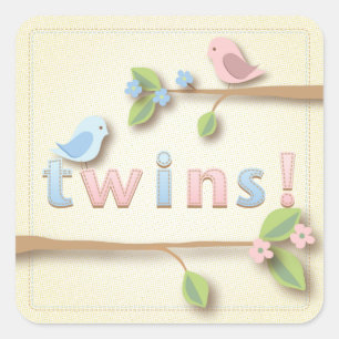 Sweet Birdie Twin Boy Girl Douche Sticker