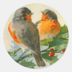 Sweet Birds Carte Postale Vintage Imprimer Sticker