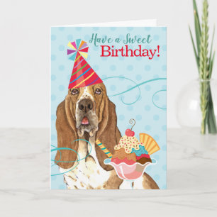 Sweet Birthday Basset Hound Kaart