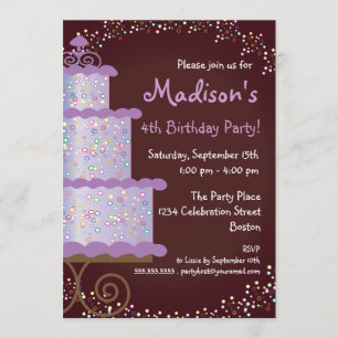 Sweet Birthday Cake Birthday Party Invitation Kaart