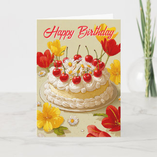 Sweet Birthday Cake Wishes Card Kaart