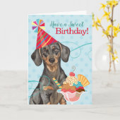 Sweet Birthday Dachshund Kaart (Gele Bloem)