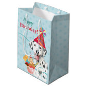 Sweet Birthday Dalmatian Medium Gift Bag Medium Cadeauzakje (Achterkant Gekanteld)