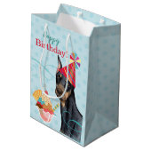 Sweet Birthday Doberman Medium Gift Bag Medium Cadeauzakje (Achterkant Gekanteld)