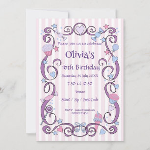 Sweet Birthday Girl Invitation Kaart