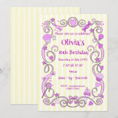 Sweet Birthday Girl Pink Invitation (Devant / Derrière)