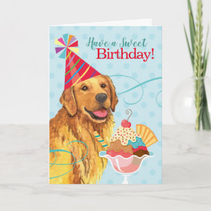 Sweet Birthday Golden Retriever Kaart