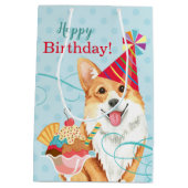 Sweet Birthday Pembroke Welsh Corgi Medium Cadeauzakje (Achterkant)