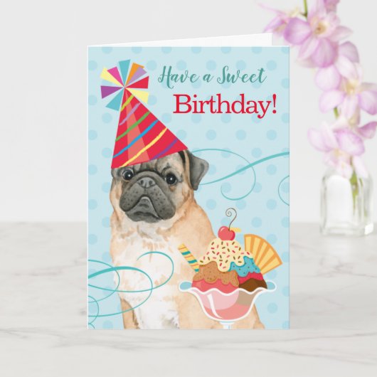 Sweet Birthday Pug Kaart (Orchidee)