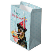 Sweet Birthday Rottweiler Medium Gift Bag Medium Cadeauzakje (Achterkant Gekanteld)