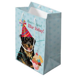 Sweet Birthday Rottweiler Medium Gift Bag Medium Cadeauzakje